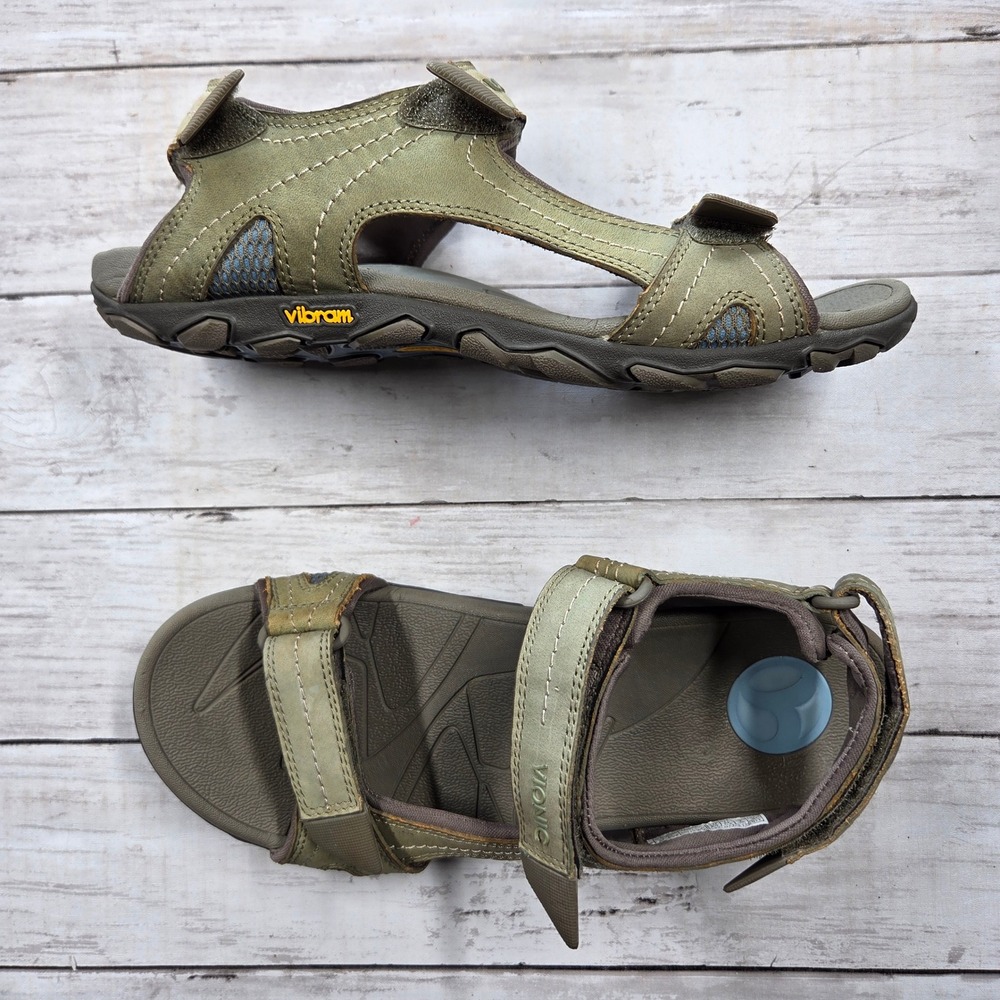 Vionic Boyes TVM1053 Sandals Mens 9 Olive Green‎ Leather Vibram Strappy Hiking